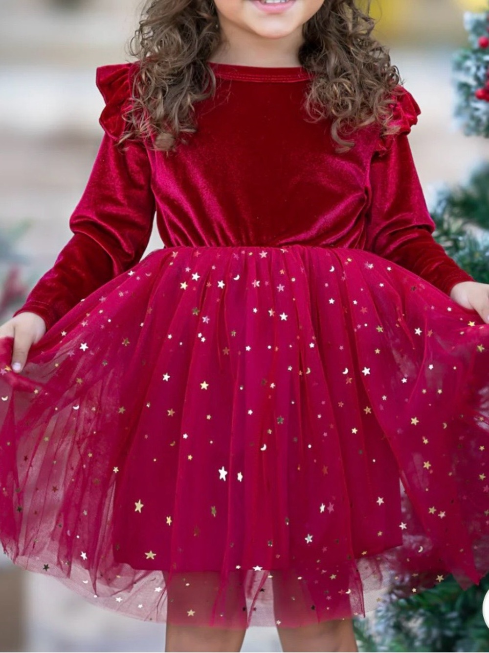 NWT Girls Red Velvet & Star Tulle Holiday Dress 7/8